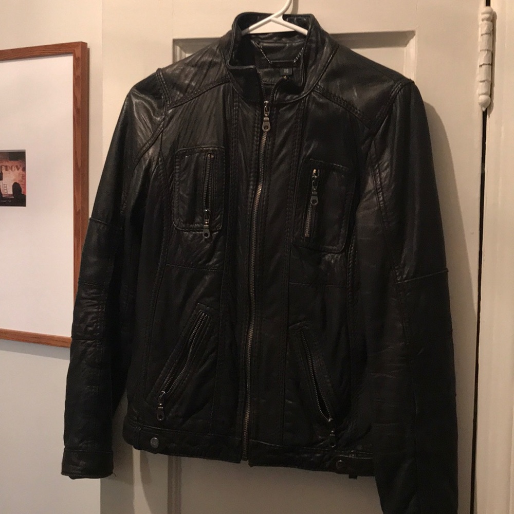 Dkny Lamb Soft Leather Moto Motorcycle Jacket Xs Gem